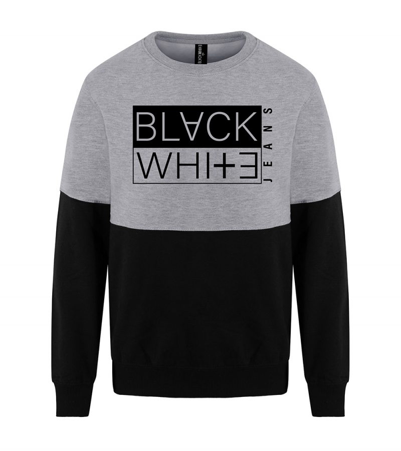 Colour Block Crew Neck Grey/Black Sweatshirt UCS1