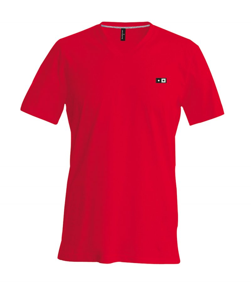 Karma Box Embroidery V Neck Slim Fit Red T-shirt MKVR02