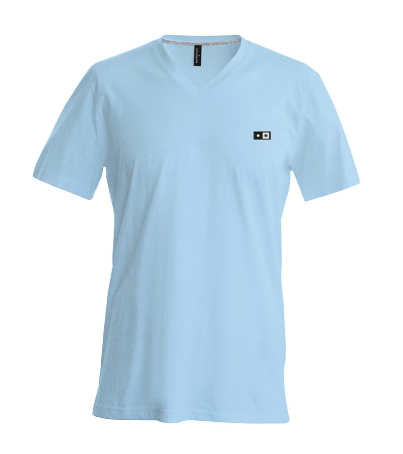 Karma Box Embroidery V Neck Slim Fit Blue T-shirt MKVB02