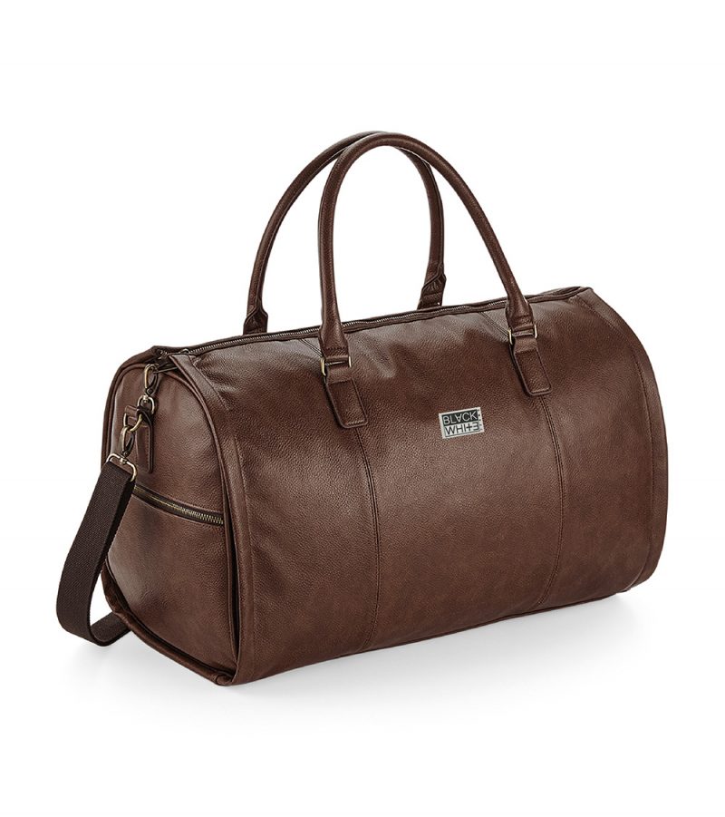 Vegan Leather Water-repellent Brown Duffle Bag UBPL9A
