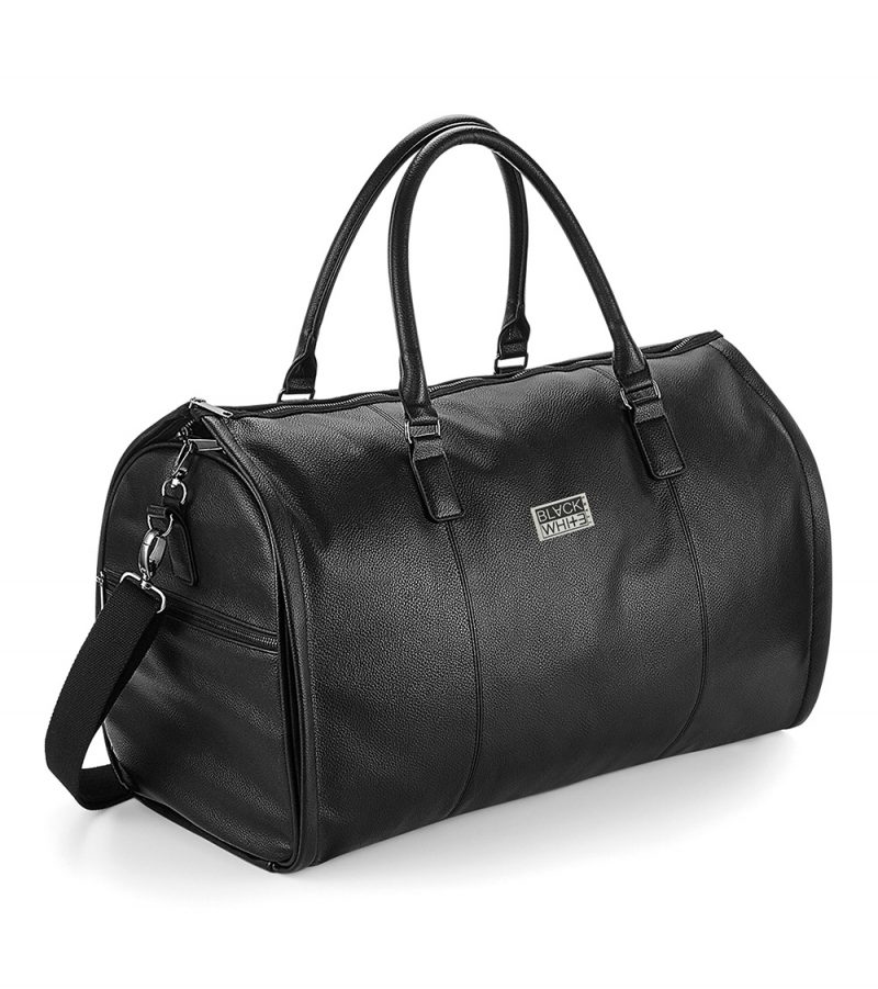 Vegan Leather Water-repellent Black Duffle Bag UBPL1A