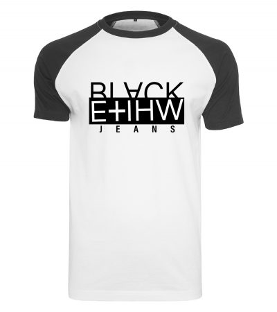 Black Rise Raglan White T shirt MRWJ5