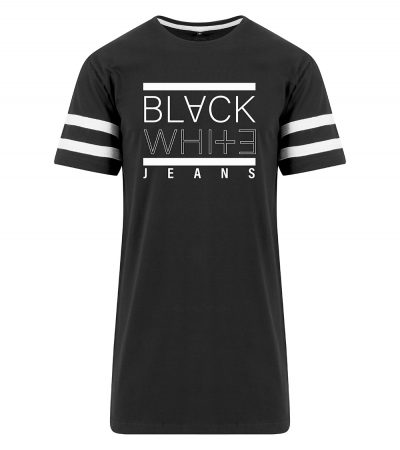 Stripe Sleeve Relax Black T shirt SSB2