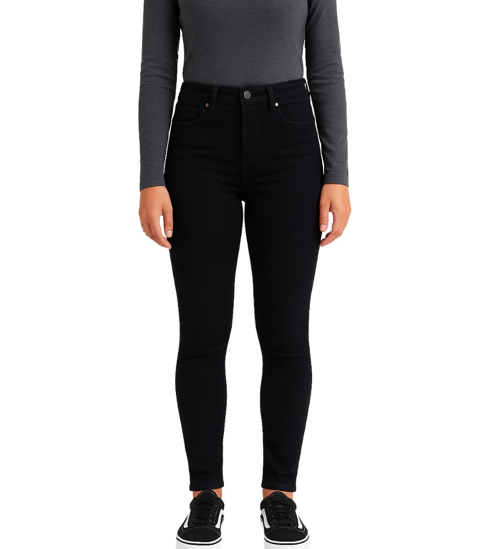 Sara Women's Mid Rise Skinny Jeans - Black WSMJB1 front1