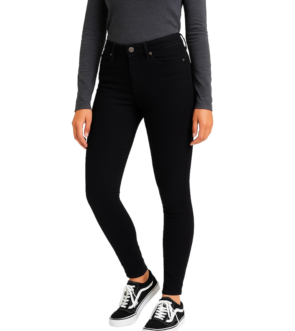 Sara Women's Mid Rise Skinny Jeans - Black WSMJB1.front1