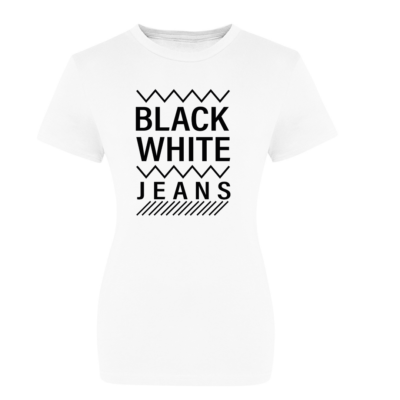 Black white jeans energetic zig zag t-shirt-white WZZBW