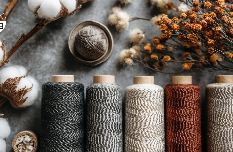Raw Cotton Bolls and Natural Thread Spools - Benefits of Organic Cotton Clothing and Sustainable Textiles by Black White Jeans